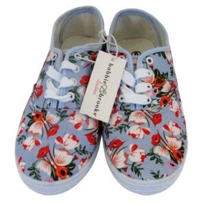 NWT Blue & Pink Colorful Floral Printed Lace Up Everyday  Sneakers